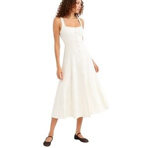 NWT Rumored Mayfair Midi Dress Size 12 Cream Button Front Square Neck Sleeveless